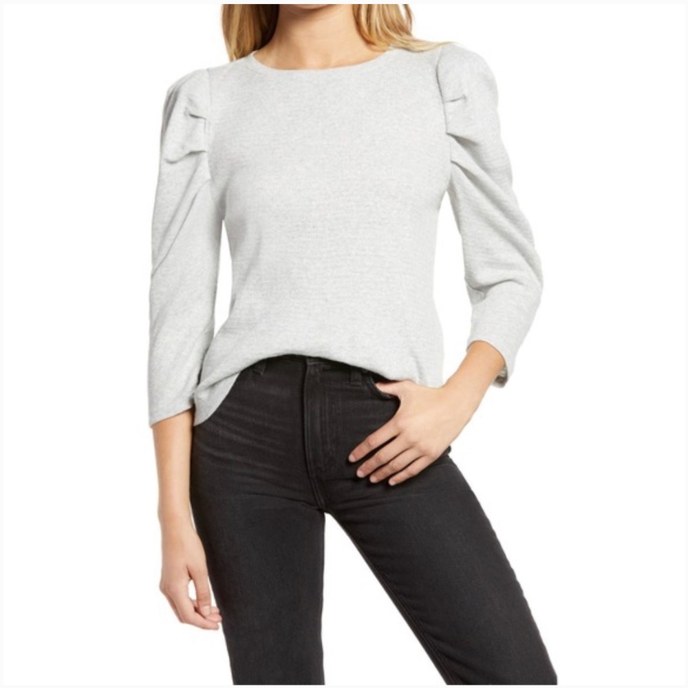 Treasure & Bond gray puff sleeve top